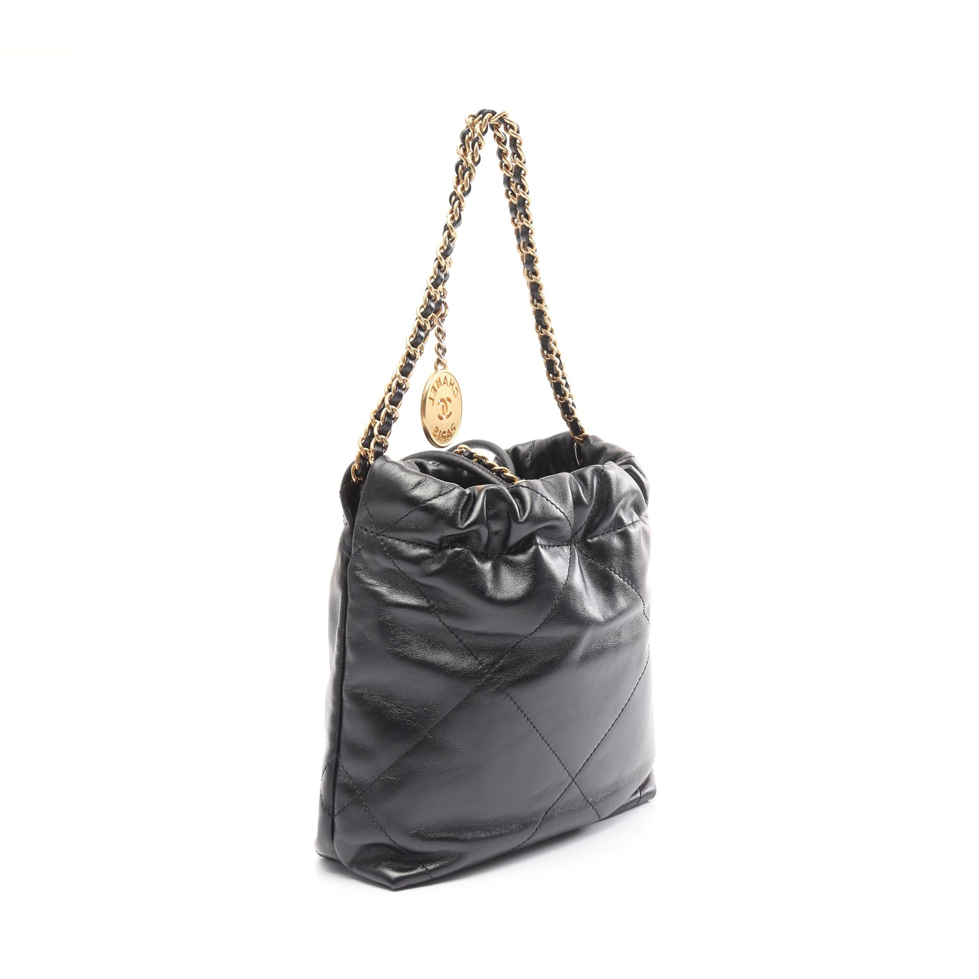CHANEL 22 ミニ チェーンショルダーバッグ レザー ブラック ゴールド金具 シャネル バッグ CHANEL