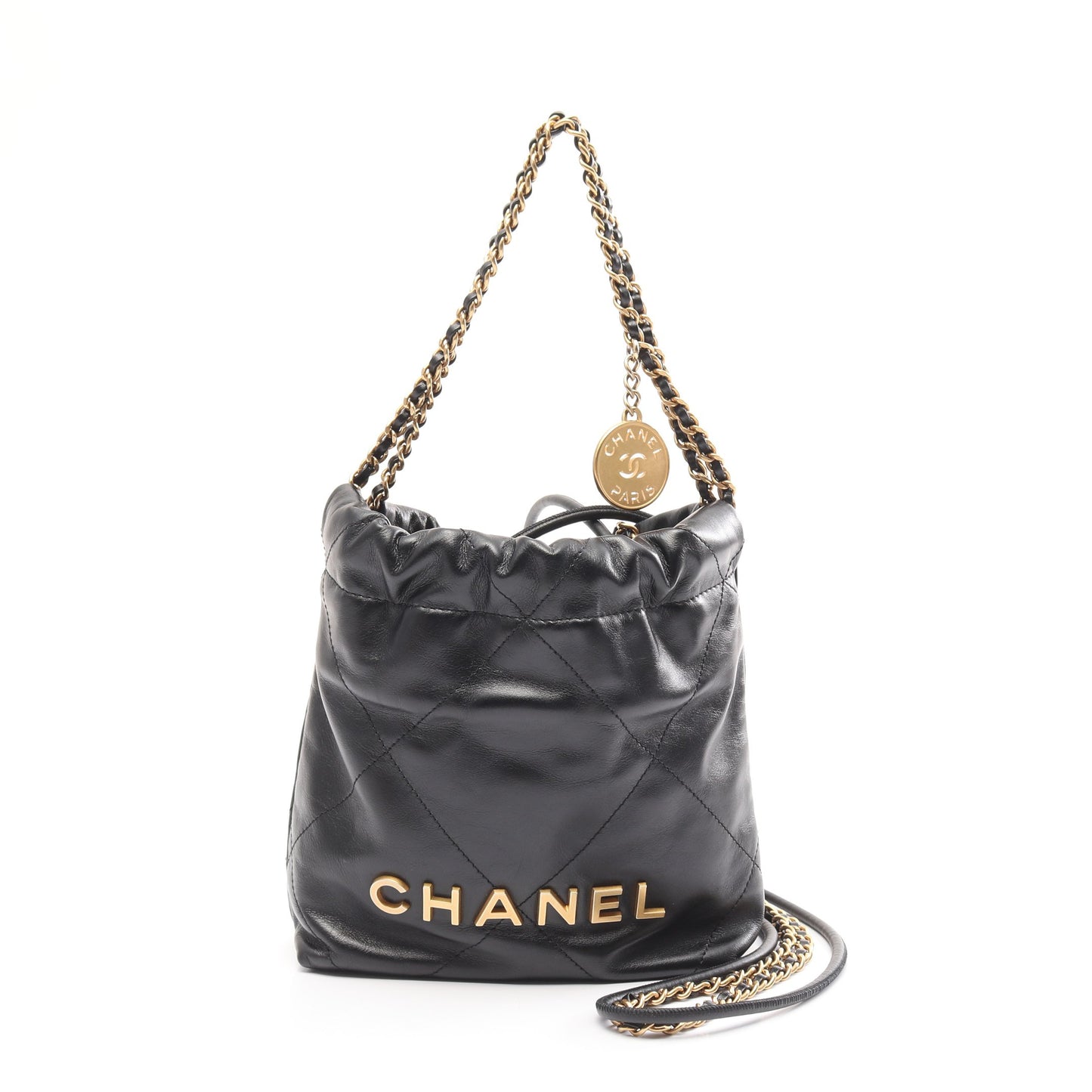 CHANEL 22 ミニ チェーンショルダーバッグ レザー ブラック ゴールド金具 シャネル バッグ CHANEL