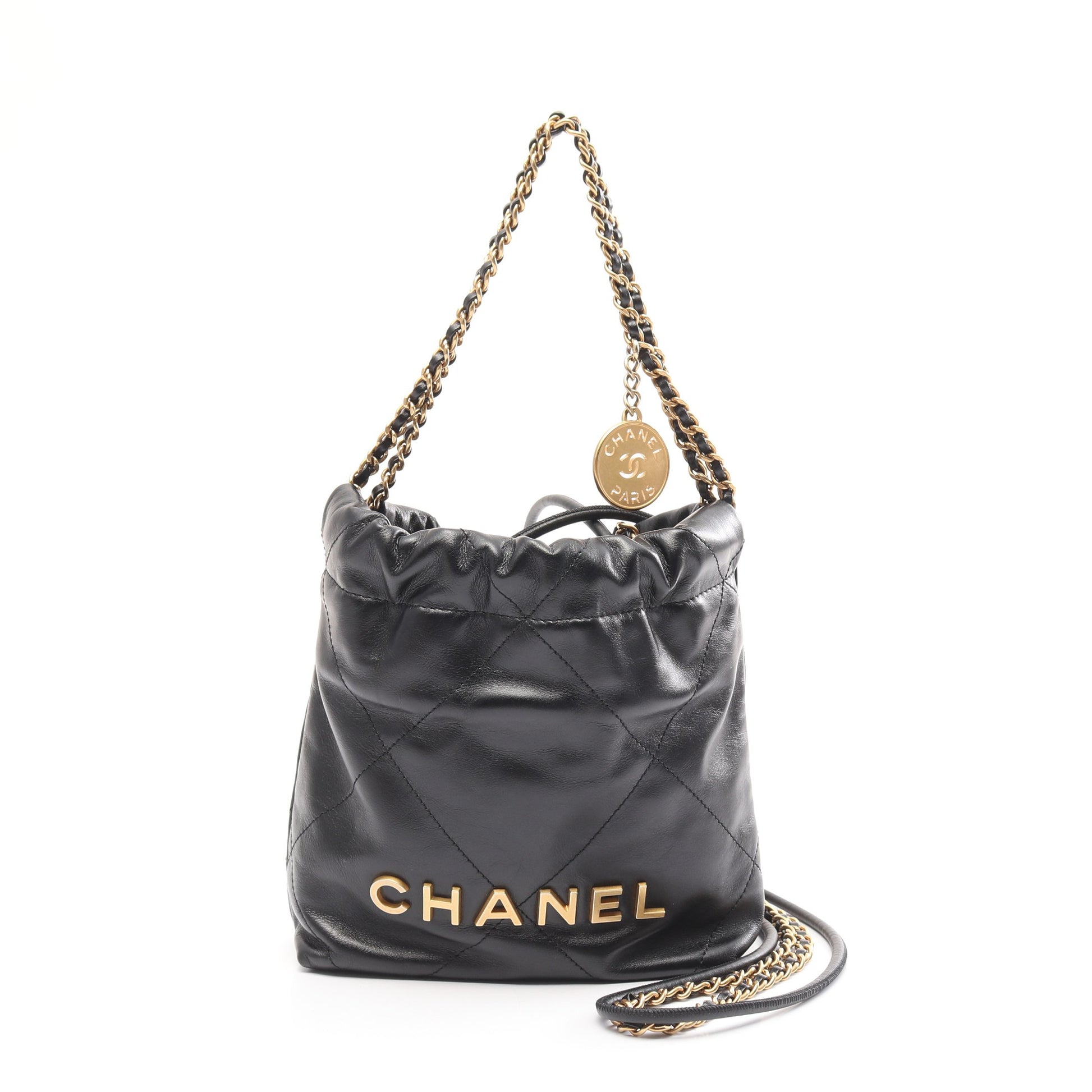 CHANEL 22 ミニ チェーンショルダーバッグ レザー ブラック ゴールド金具 シャネル バッグ CHANEL