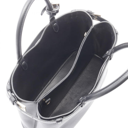 バックルダブルベルト ミディアム ハンドバッグ レザー ブラック プラダ バッグ PRADA