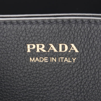 バックルダブルベルト ミディアム ハンドバッグ レザー ブラック プラダ バッグ PRADA