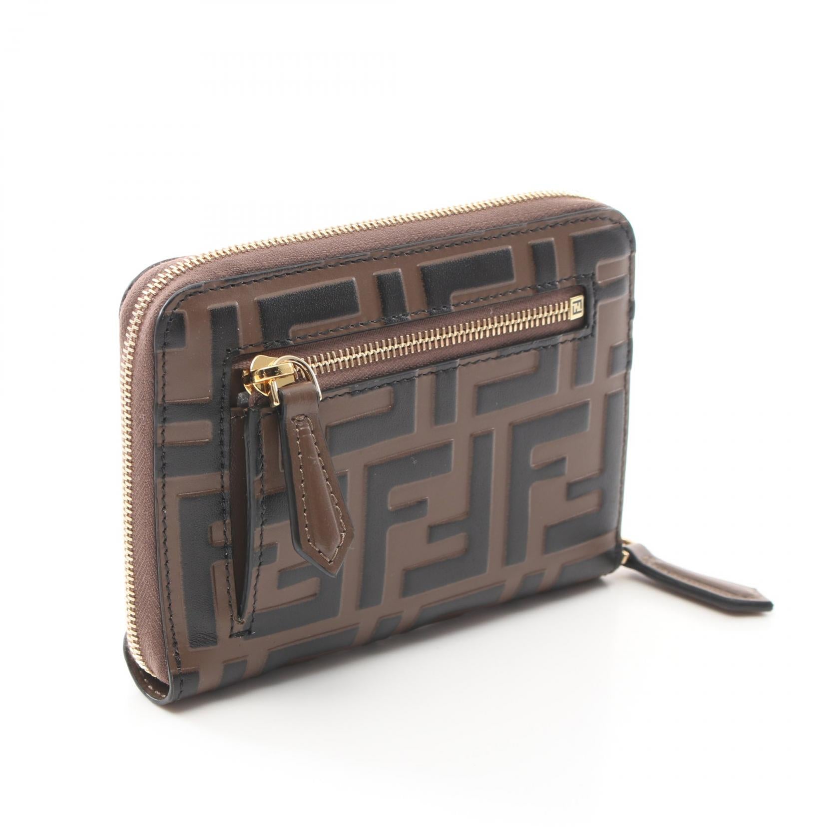 フェンディ FENDI FFダイヤモンド ラウンド財布 財布 レザー  