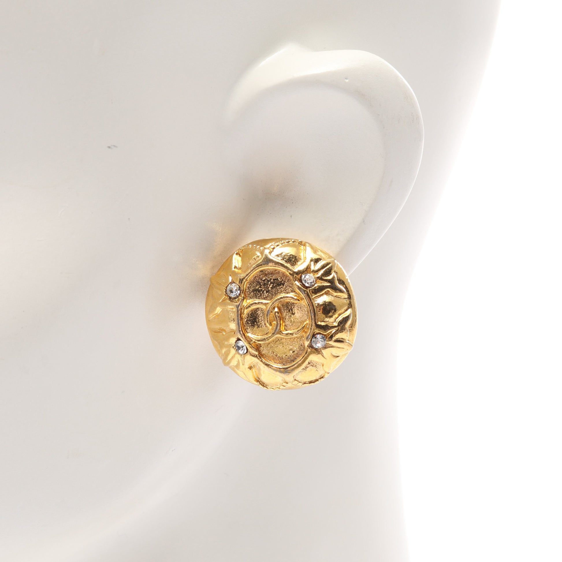 ココマーク ラウンド イヤリング GP ラインストーン ゴールド クリア  