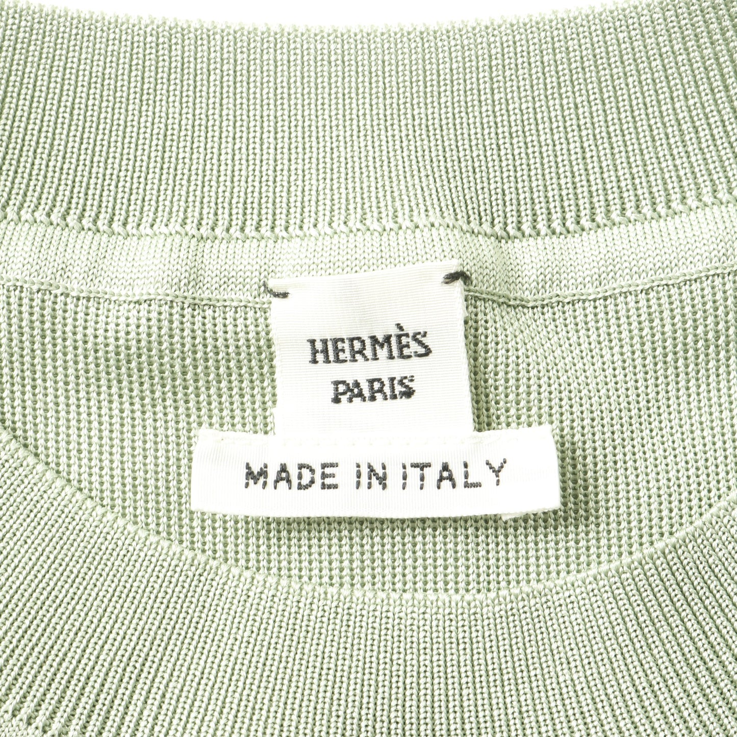 BRIDES de GALA en fleurs ニット 半袖 シルク ライトグリーン スカーフ切替 エルメス トップス HERMES