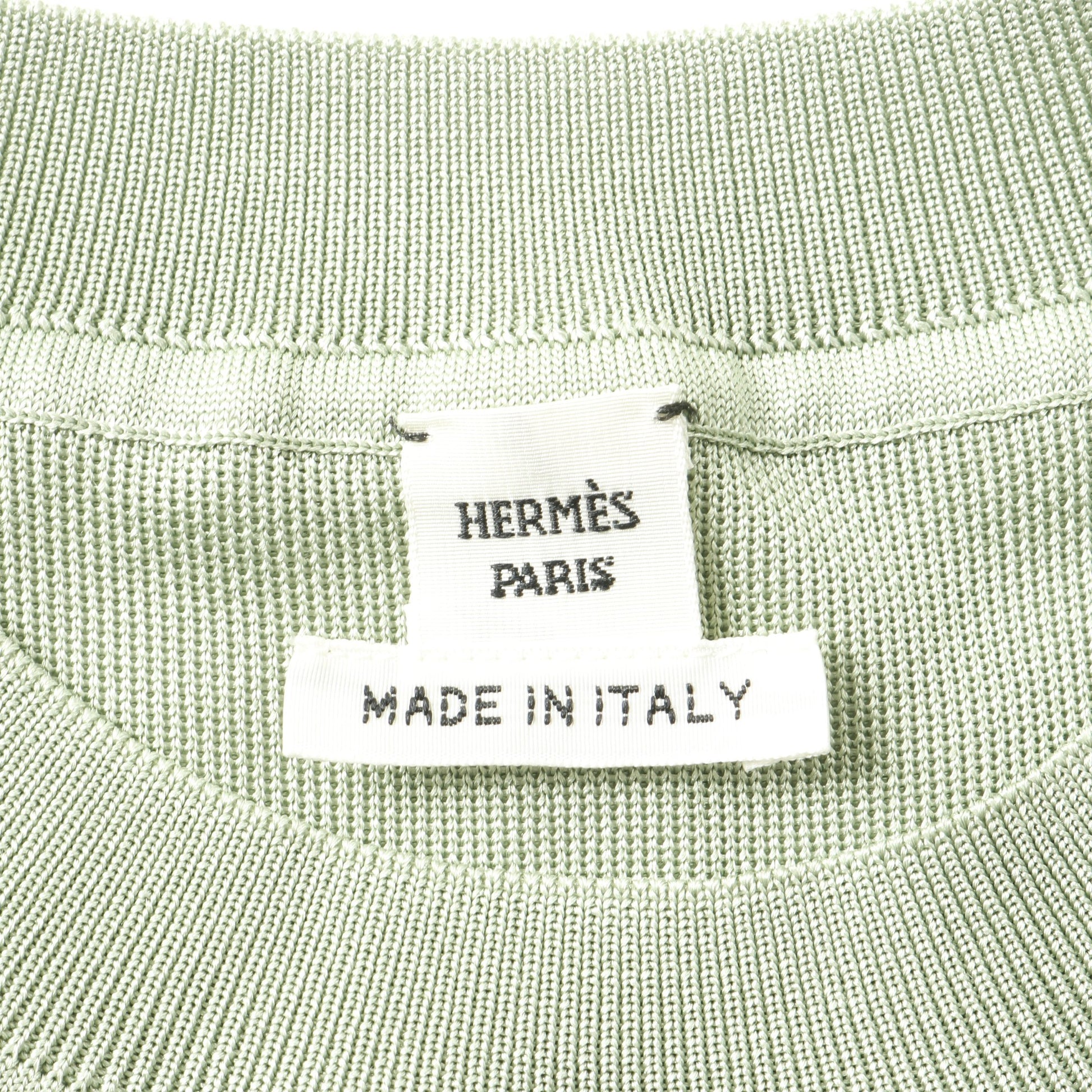 BRIDES de GALA en fleurs ニット 半袖 シルク ライトグリーン スカーフ切替 エルメス トップス HERMES