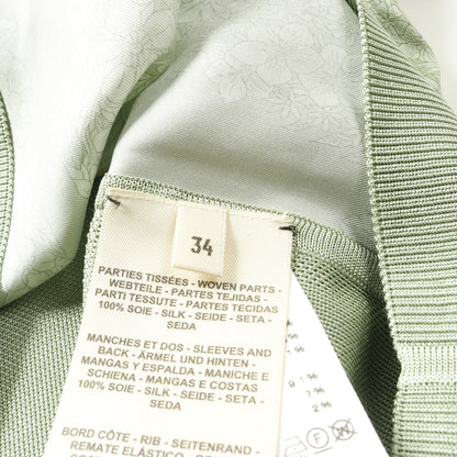BRIDES de GALA en fleurs ニット 半袖 シルク ライトグリーン スカーフ切替 エルメス トップス HERMES