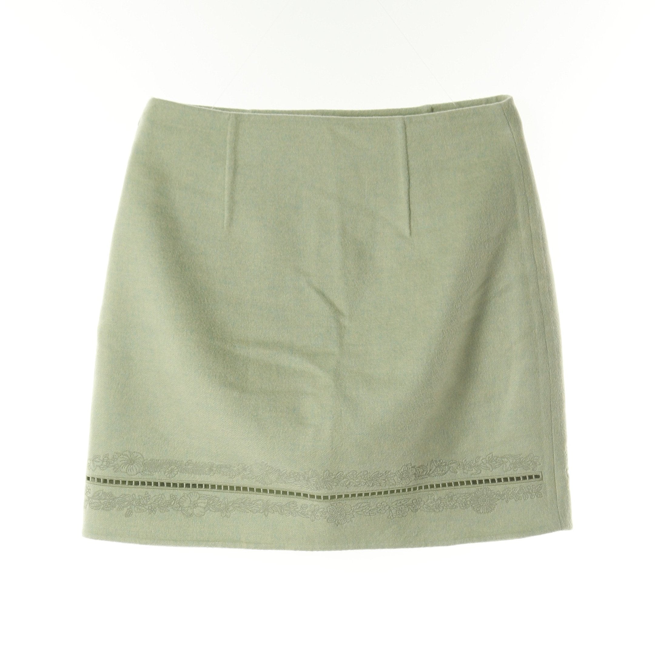 ミニ スカート 花柄 刺繍 カシミヤ ライトグリーン エルメス – RECLO