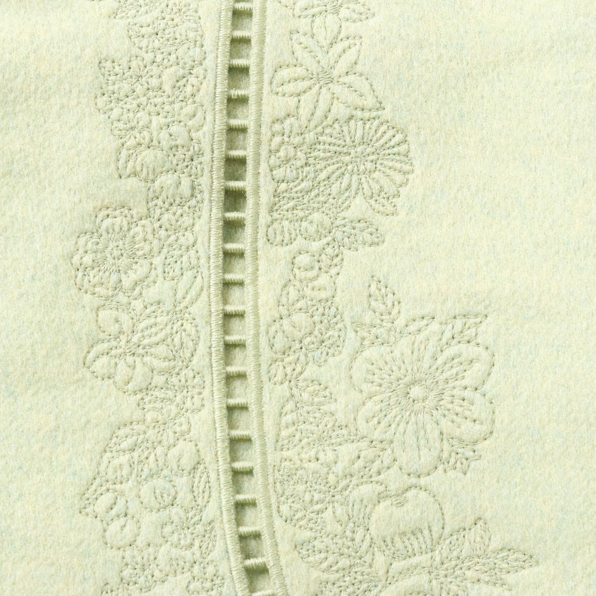 ミニ スカート 花柄 刺繍 カシミヤ ライトグリーン エルメス ボトムス HERMES