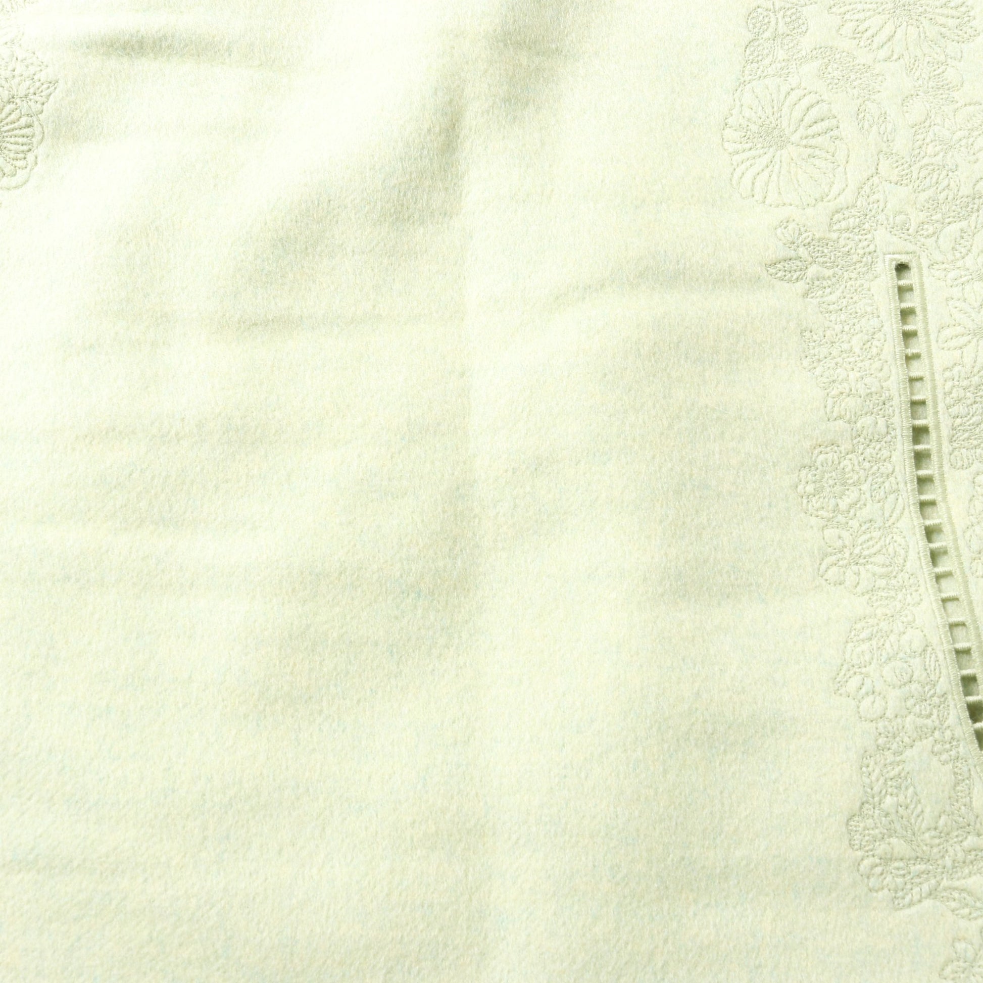 ミニ スカート 花柄 刺繍 カシミヤ ライトグリーン エルメス ボトムス HERMES