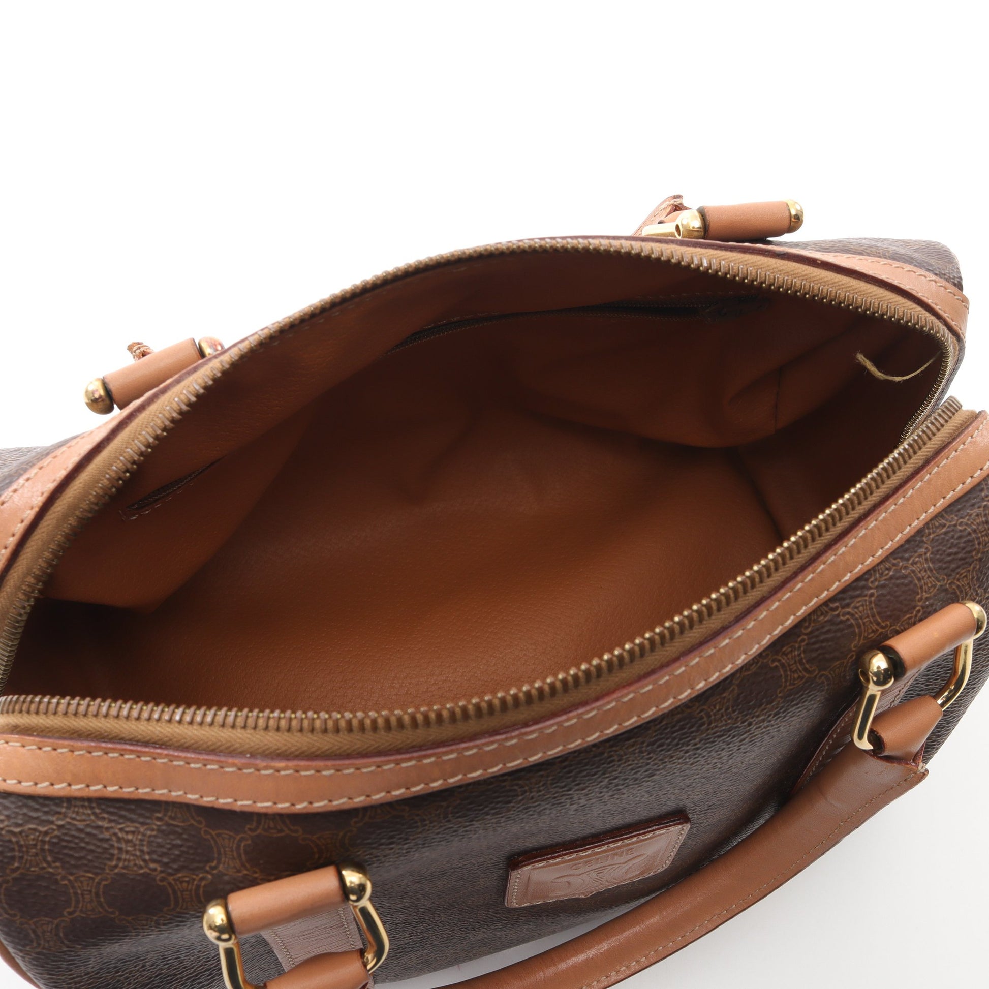 マカダム ハンドバッグ ミニボストンバッグ PVC レザー ブラウン  