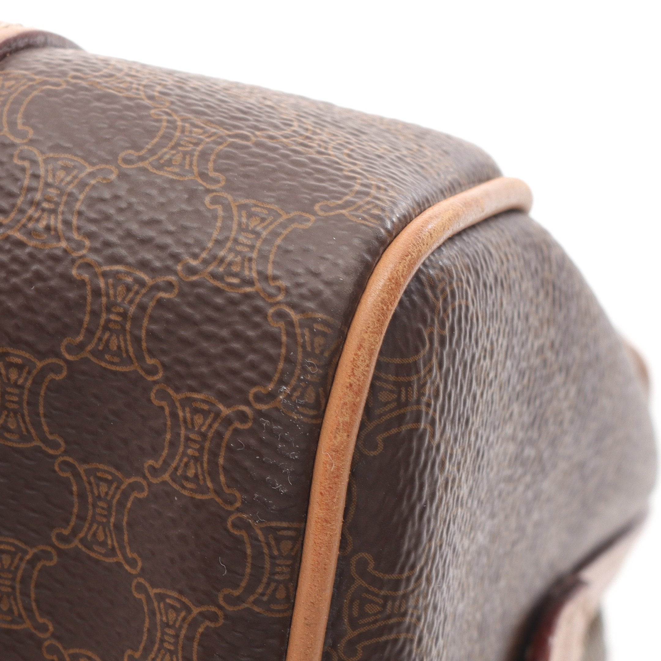 マカダム ハンドバッグ ミニボストンバッグ PVC レザー ブラウン