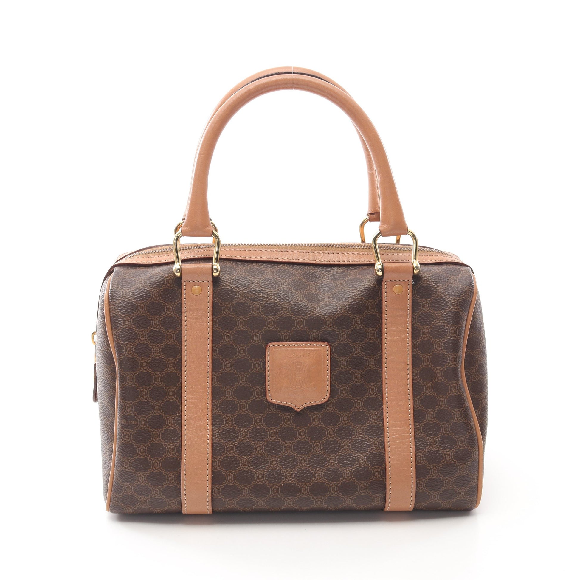 マカダム ハンドバッグ ミニボストンバッグ PVC レザー ブラウン  