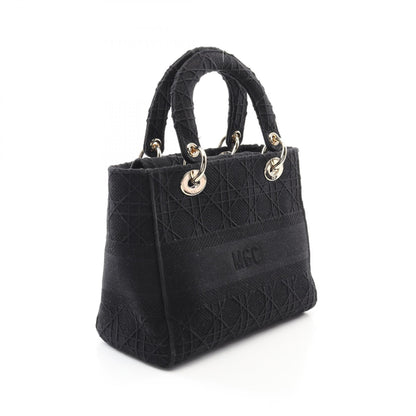 LADY D-LITE ミディアム カナージュ ハンドバッグ キャンバス ブラック 2WAY クリスチャンディオール バッグ Christian Dior