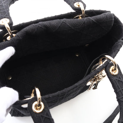 LADY D-LITE ミディアム カナージュ ハンドバッグ キャンバス ブラック 2WAY クリスチャンディオール バッグ Christian Dior