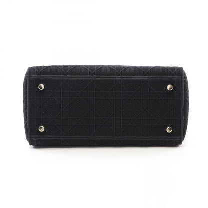 LADY D-LITE ミディアム カナージュ ハンドバッグ キャンバス ブラック 2WAY クリスチャンディオール バッグ Christian Dior