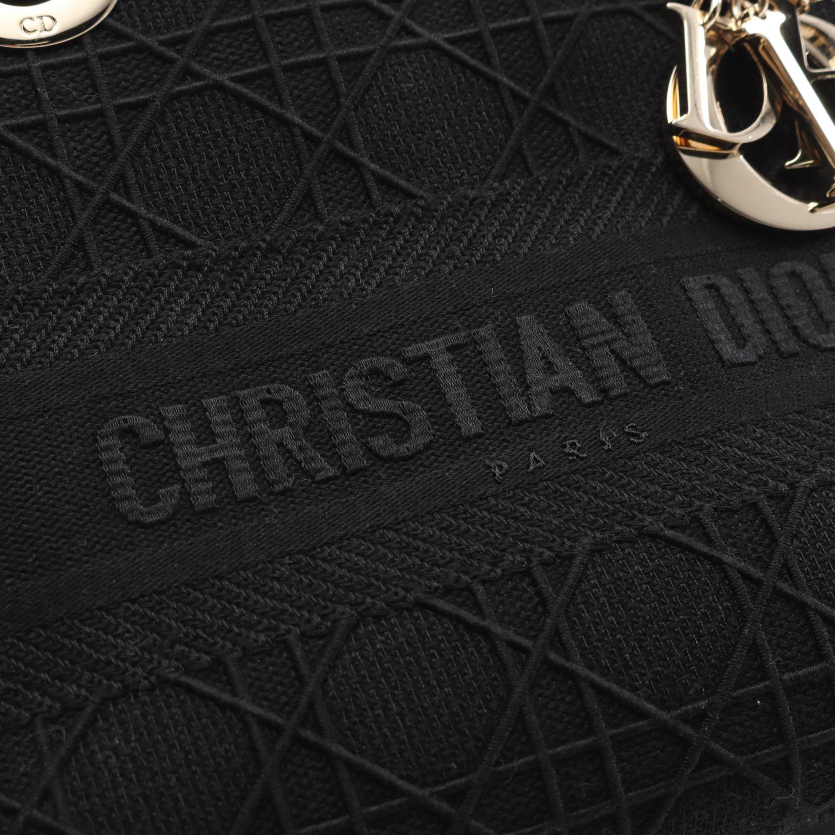 LADY D-LITE ミディアム カナージュ ハンドバッグ キャンバス ブラック 2WAY クリスチャンディオール バッグ Christian Dior