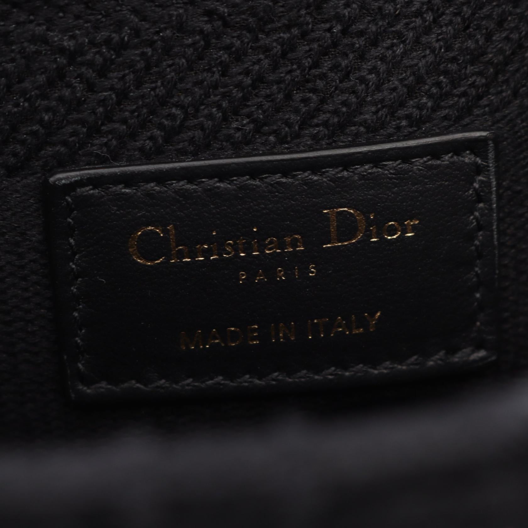 LADY D-LITE ミディアム カナージュ ハンドバッグ キャンバス ブラック 2WAY クリスチャンディオール バッグ Christian Dior