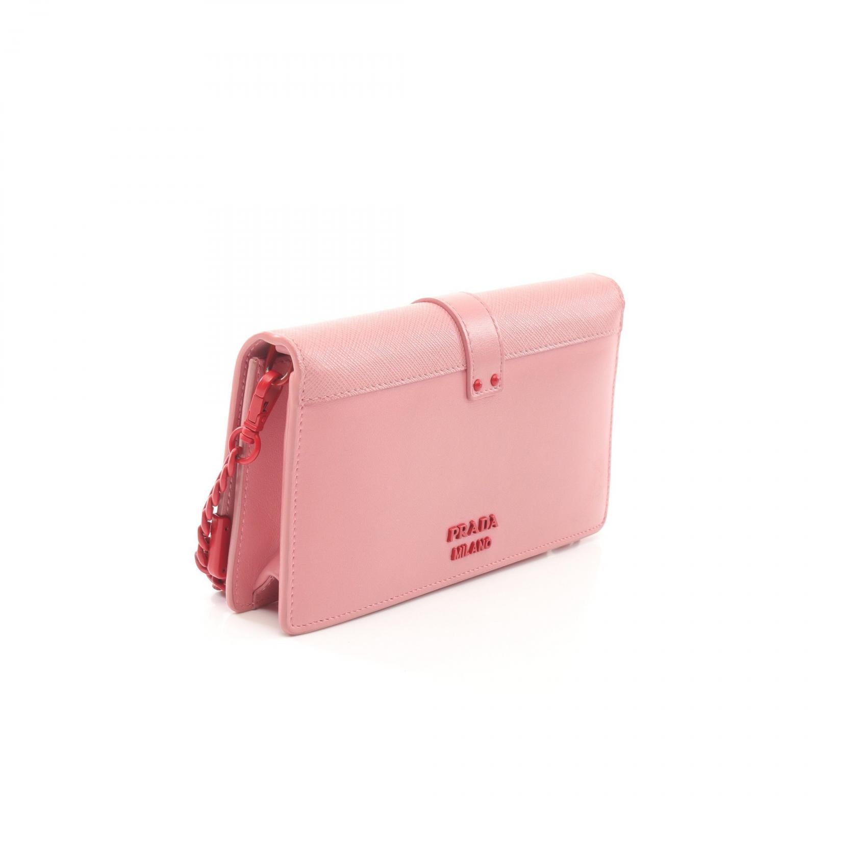 プラダ チェーンウォレット 1DH002 ピンク レザー