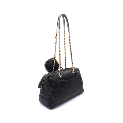 マトラッセ ラージボーリングバッグ チェーンショルダーバッグ ナイロン レザー ブラック ゴールド金具 シャネル バッグ CHANEL