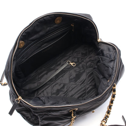 マトラッセ ラージボーリングバッグ チェーンショルダーバッグ ナイロン レザー ブラック ゴールド金具 シャネル バッグ CHANEL