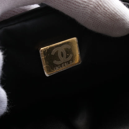 マトラッセ ラージボーリングバッグ チェーンショルダーバッグ ナイロン レザー ブラック ゴールド金具 シャネル バッグ CHANEL