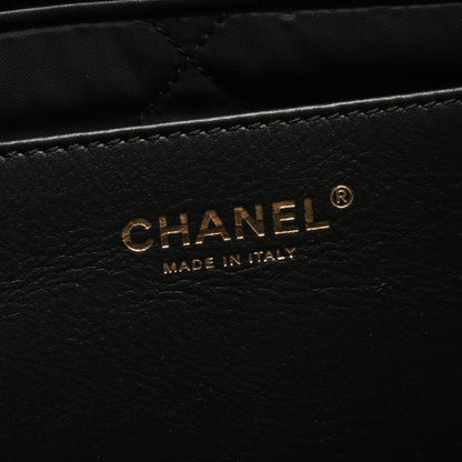 マトラッセ ラージボーリングバッグ チェーンショルダーバッグ ナイロン レザー ブラック ゴールド金具 シャネル バッグ CHANEL