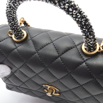 ココハンドル フラップ マトラッセ ハンドバッグ ラムスキン ブラック ゴールド金具 シャネル バッグ CHANEL