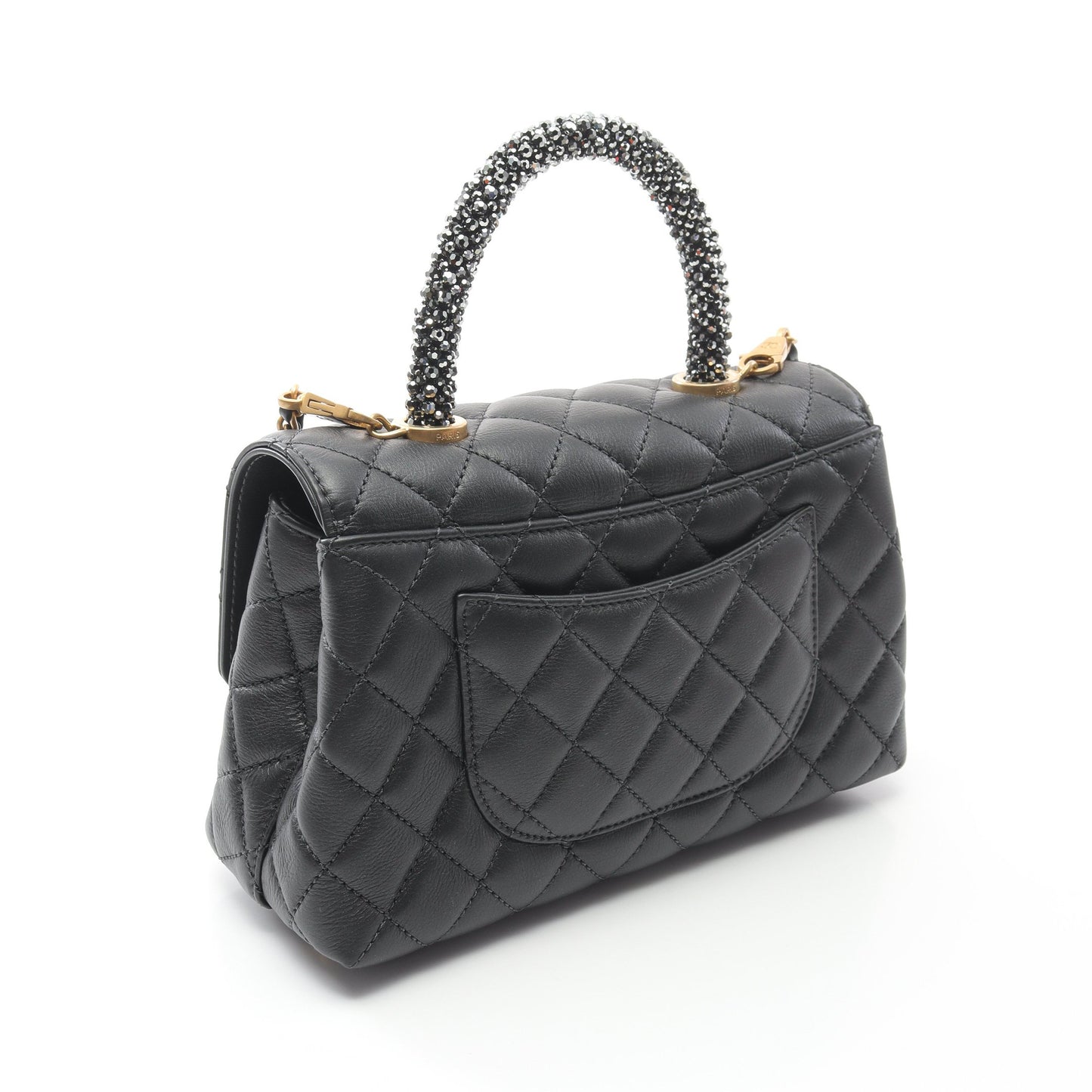 ココハンドル フラップ マトラッセ ハンドバッグ ラムスキン ブラック ゴールド金具 シャネル バッグ CHANEL