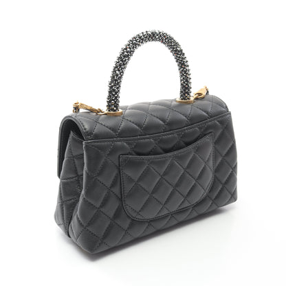 ココハンドル フラップ マトラッセ ハンドバッグ ラムスキン ブラック ゴールド金具 シャネル バッグ CHANEL