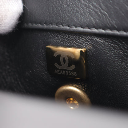 ココハンドル フラップ マトラッセ ハンドバッグ ラムスキン ブラック ゴールド金具 シャネル バッグ CHANEL