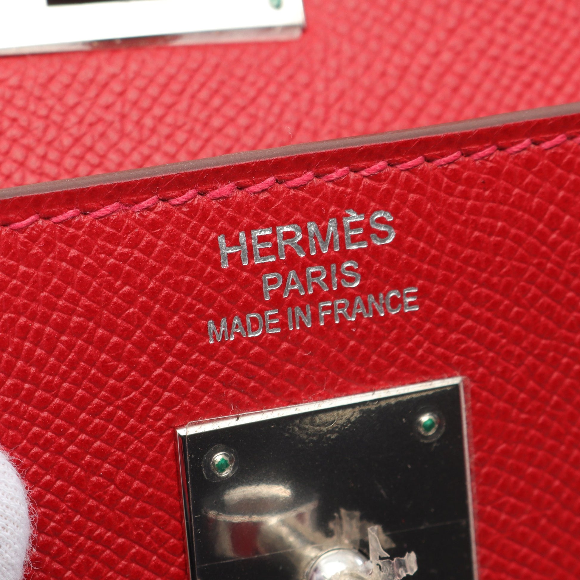 ケリー35 ルージュカザック ハンドバッグ ヴォーエプソン レッド シルバー金具 2WAY □Q刻印 エルメス バッグ HERMES