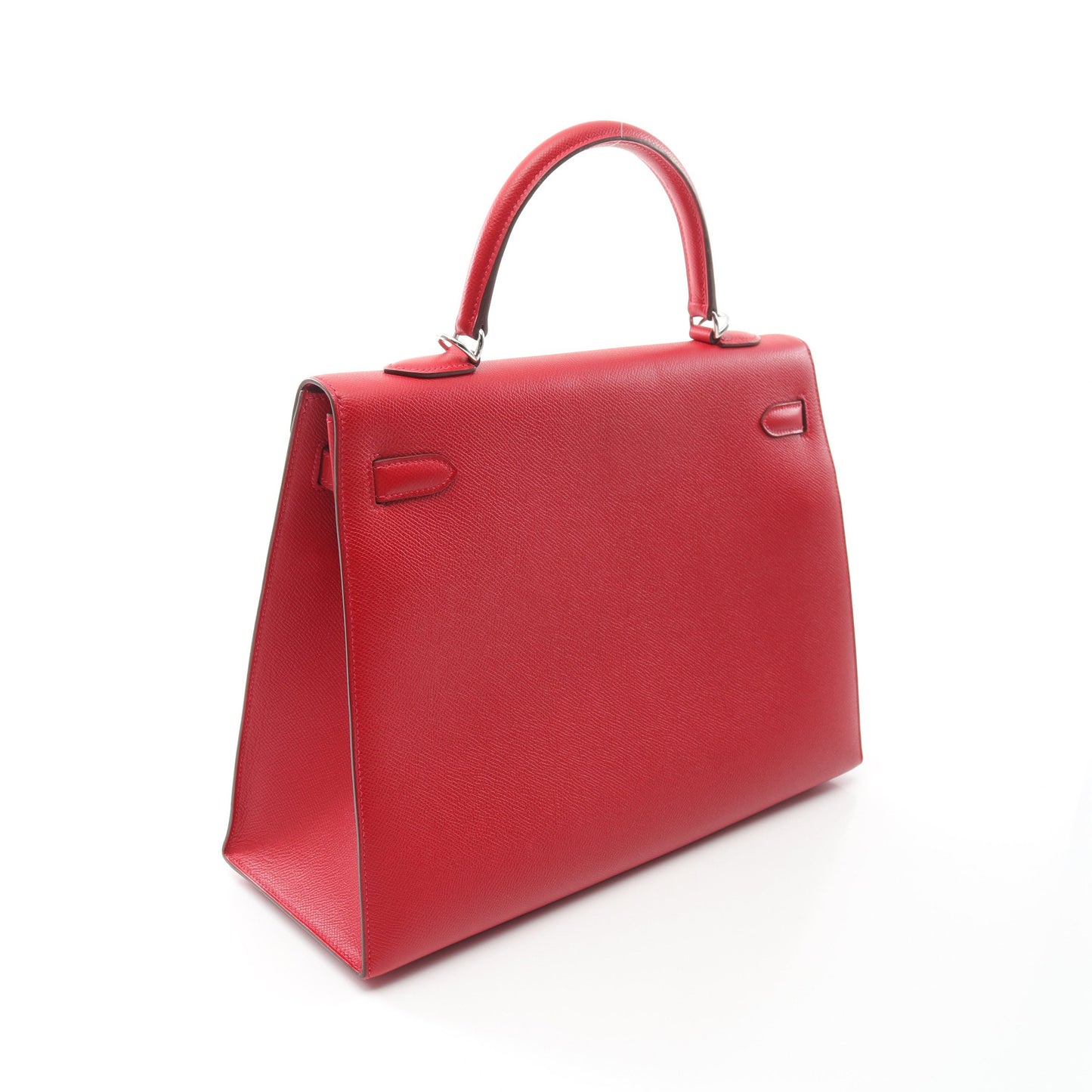 ケリー35 ルージュカザック ハンドバッグ ヴォーエプソン レッド シルバー金具 2WAY □Q刻印 エルメス バッグ HERMES