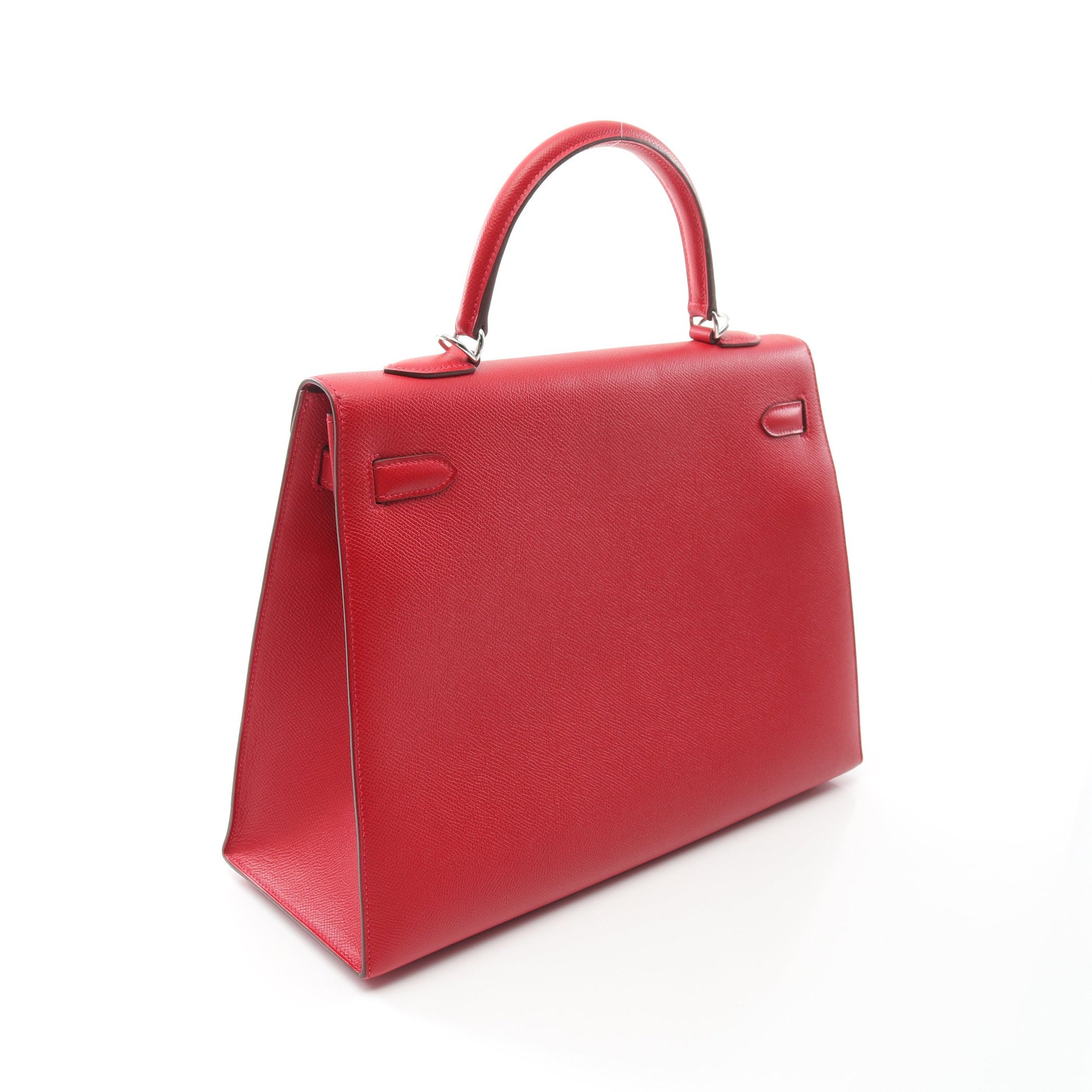 ケリー35 ルージュカザック ハンドバッグ ヴォーエプソン レッド シルバー金具 2WAY □Q刻印 エルメス バッグ HERMES