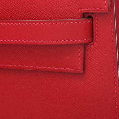 ケリー35 ルージュカザック ハンドバッグ ヴォーエプソン レッド シルバー金具 2WAY □Q刻印 エルメス バッグ HERMES