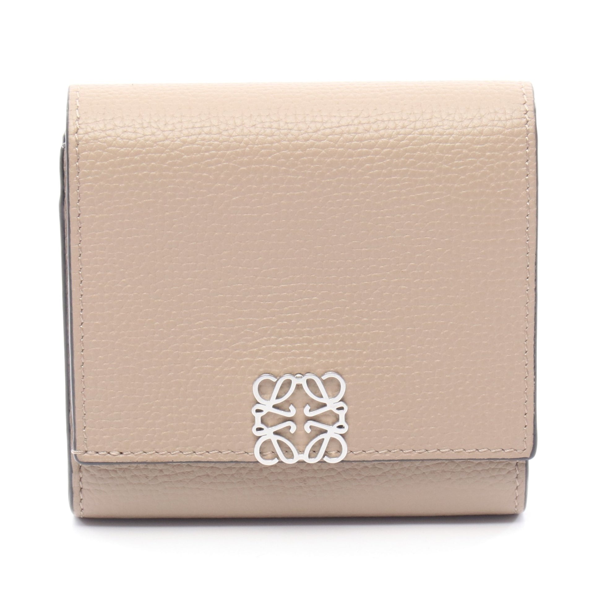 アナグラムコンパクトフラップウォレット 二つ折り財布 レザー グレーベージュ ロエベ 財布・小物 LOEWE