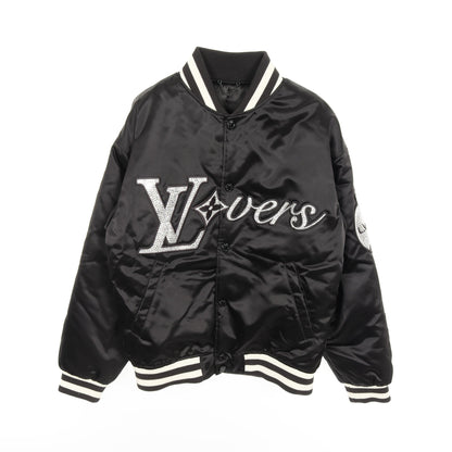 エンブロイダードナイロンベースボール ブルゾン ラインストーン ナイロン ブラック ホワイト ルイヴィトン アウター LOUIS VUITTON
