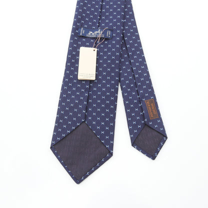 Fine H tie ネクタイ シルク ダークネイビー ライトブルー エルメス 財布・小物 HERMES