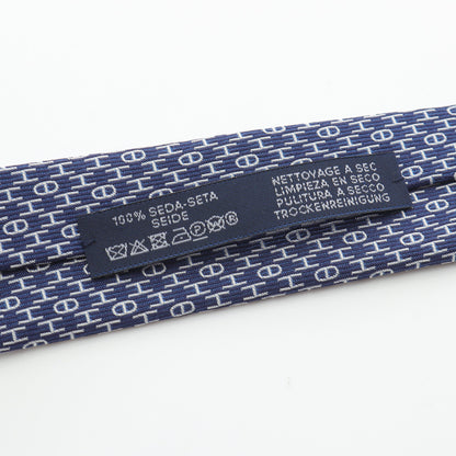 H柄 シェーヌダンクル ネクタイ シルク ネイビー エルメス 財布・小物 HERMES