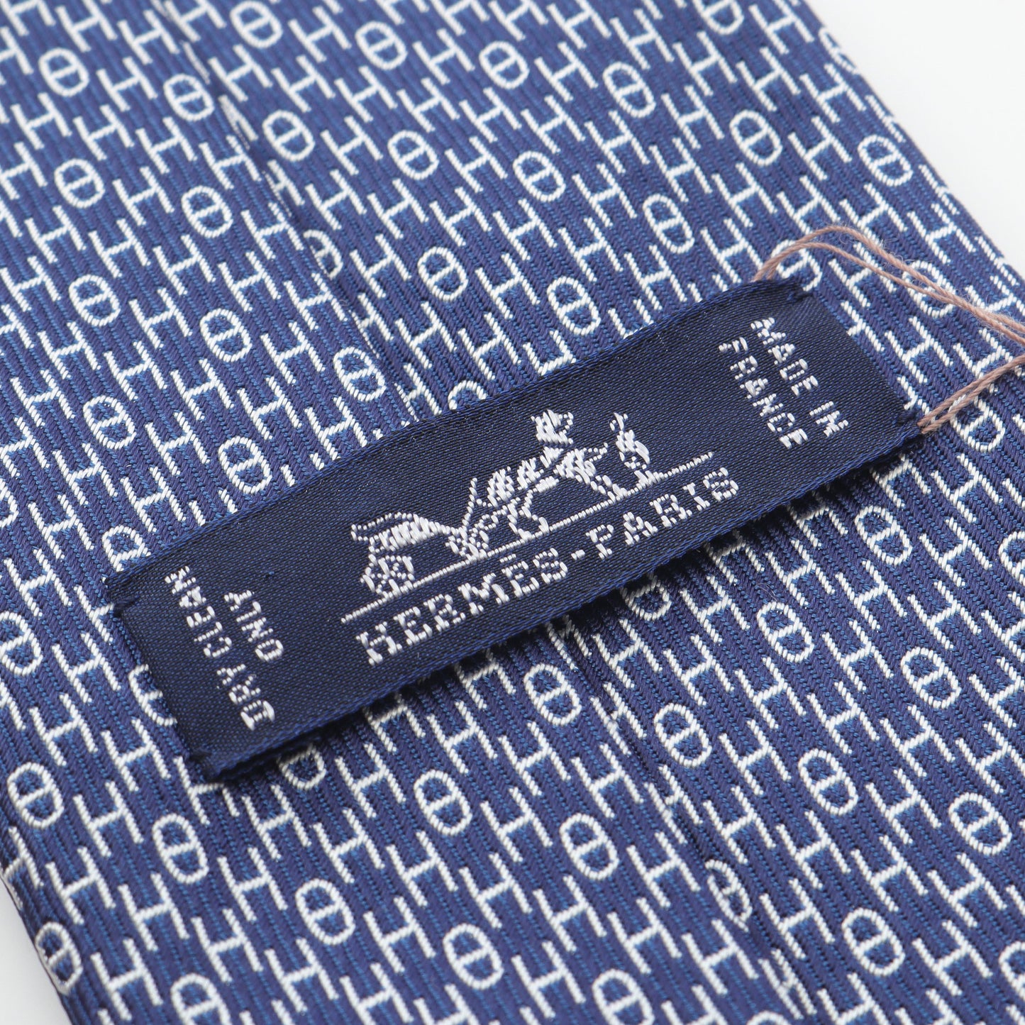 H柄 シェーヌダンクル ネクタイ シルク ネイビー エルメス 財布・小物 HERMES