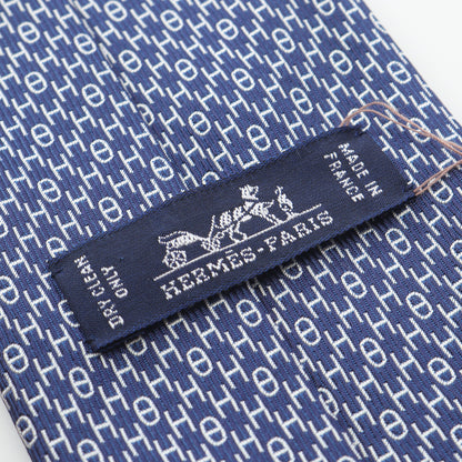 H柄 シェーヌダンクル ネクタイ シルク ネイビー エルメス 財布・小物 HERMES
