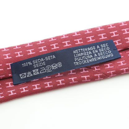 H柄 ネクタイ シルク ピンクレッド エルメス 財布・小物 HERMES
