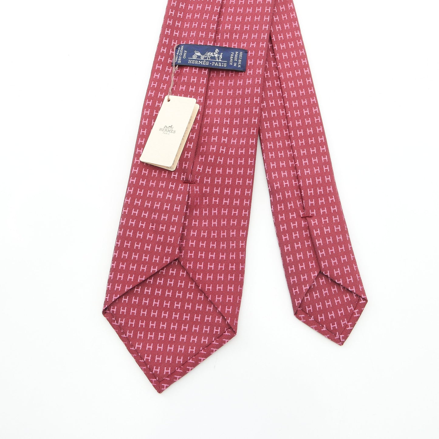 H柄 ネクタイ シルク ピンクレッド エルメス 財布・小物 HERMES