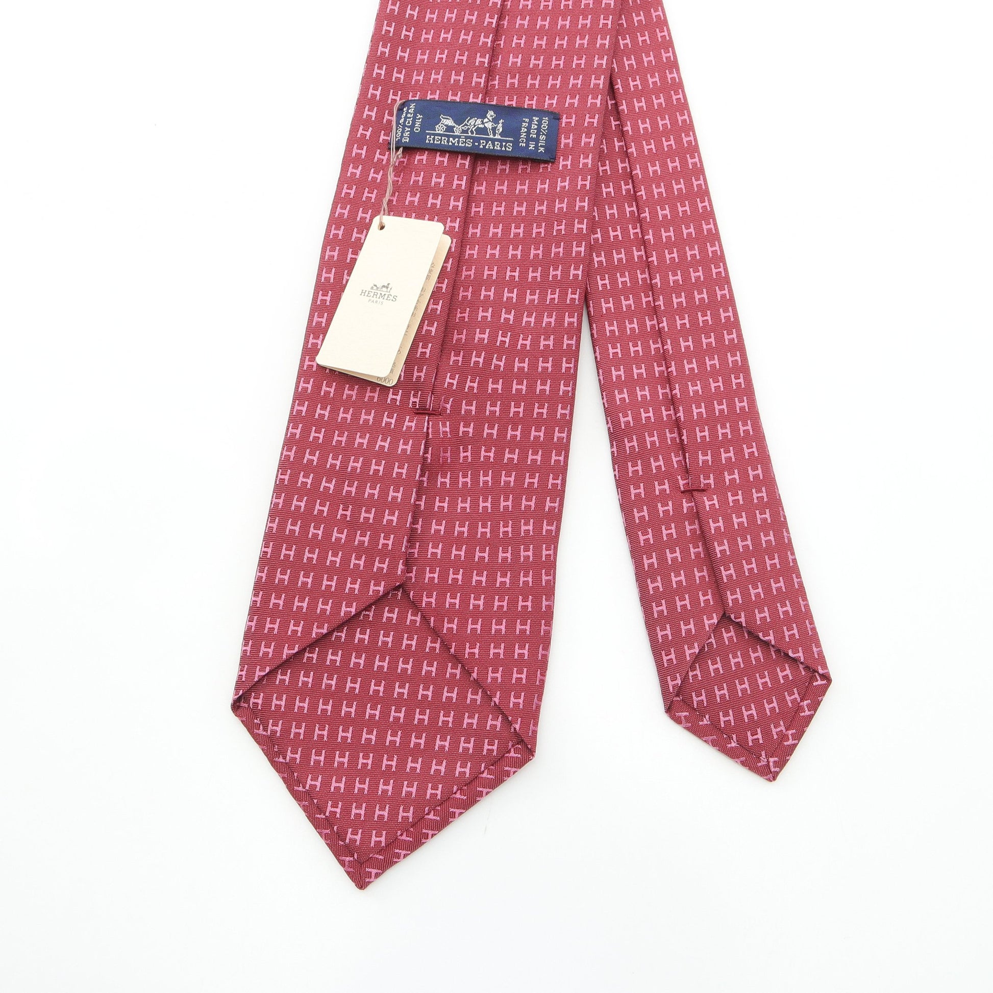 H柄 ネクタイ シルク ピンクレッド エルメス 財布・小物 HERMES