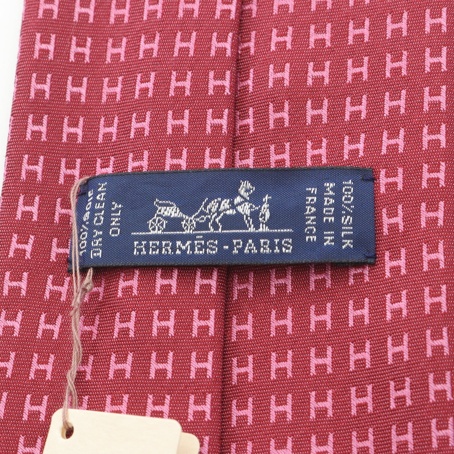 H柄 ネクタイ シルク ピンクレッド エルメス 財布・小物 HERMES