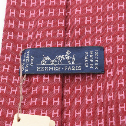 H柄 ネクタイ シルク ピンクレッド エルメス 財布・小物 HERMES