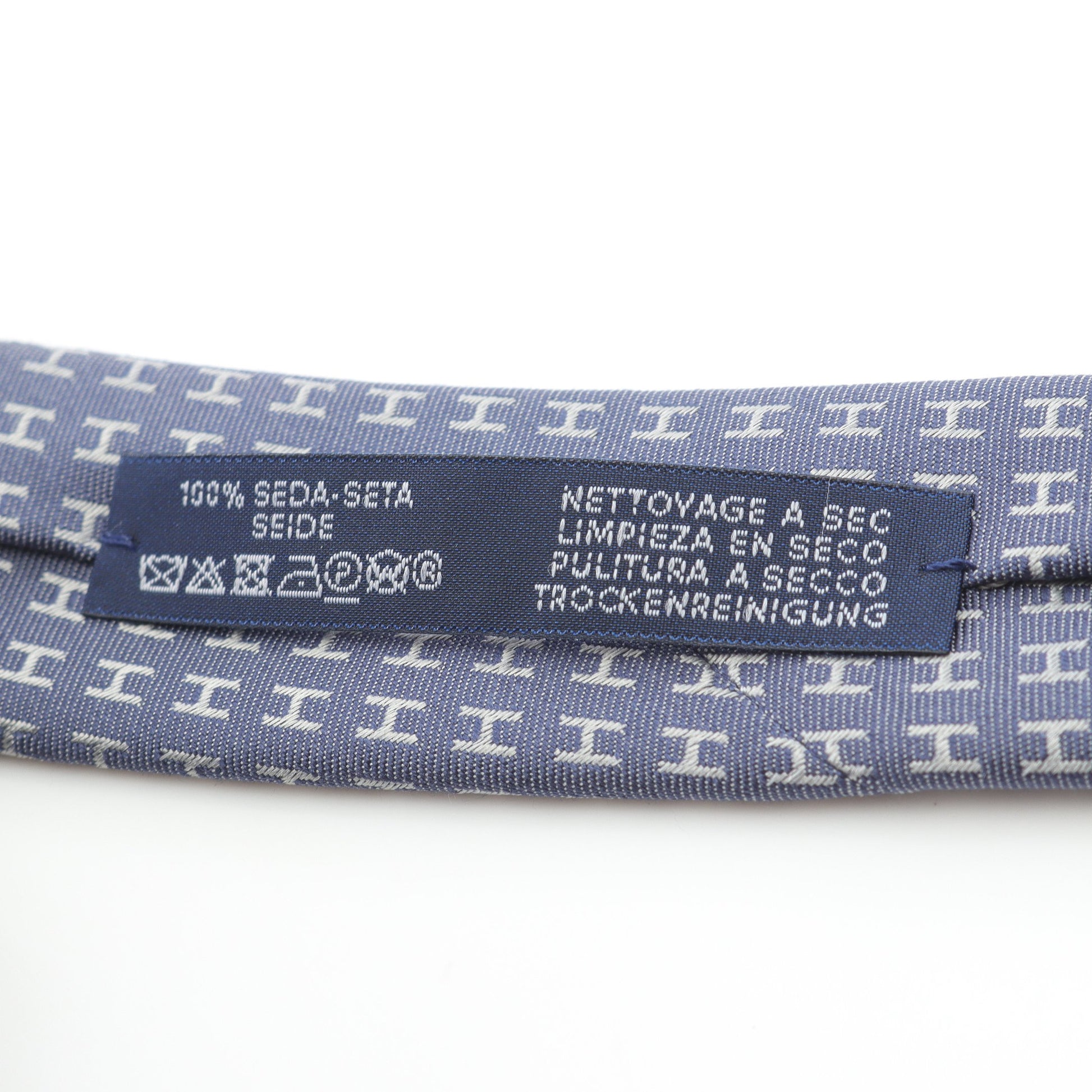 H柄 ネクタイ シルク ブルーグレー エルメス 財布・小物 HERMES