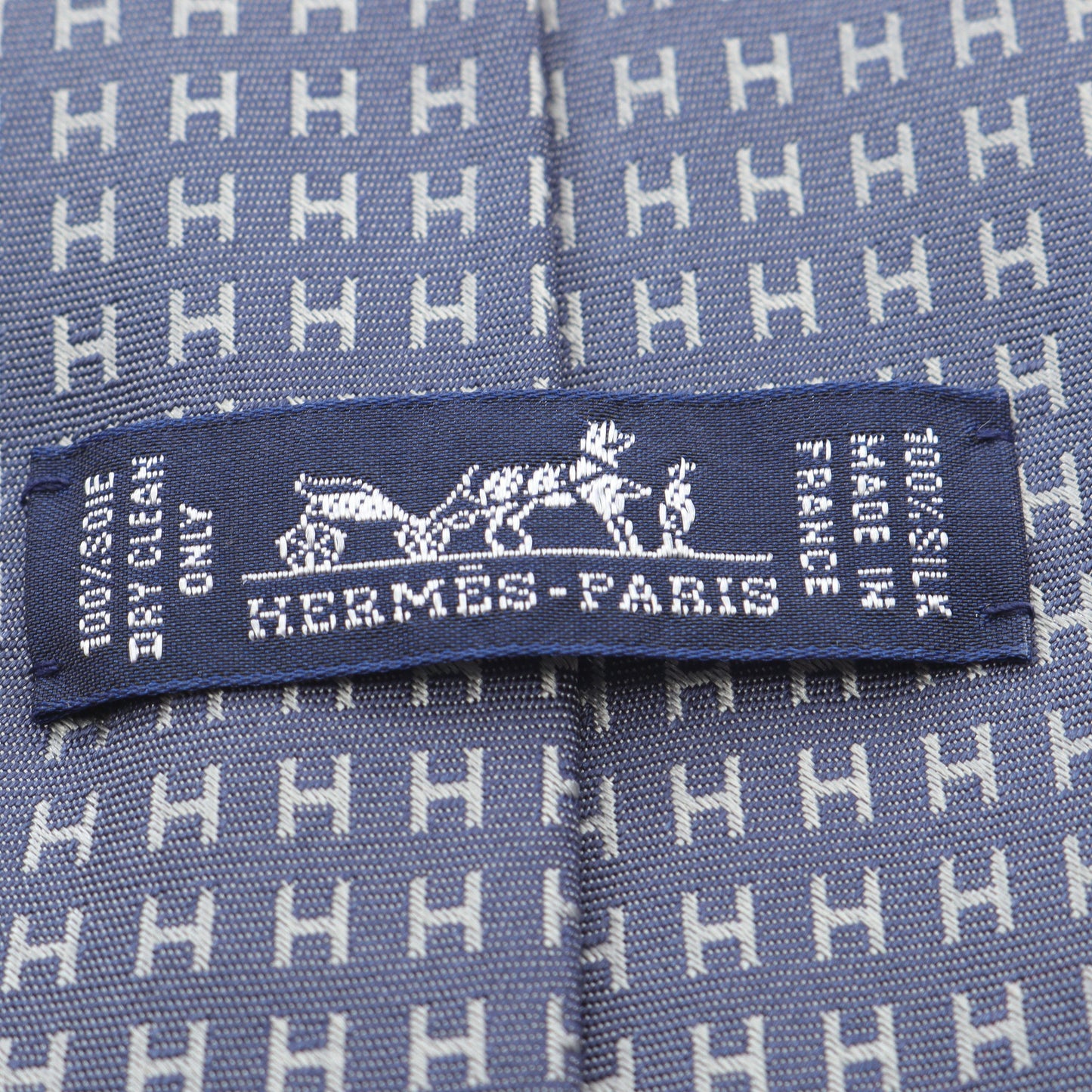 H柄 ネクタイ シルク ブルーグレー エルメス 財布・小物 HERMES