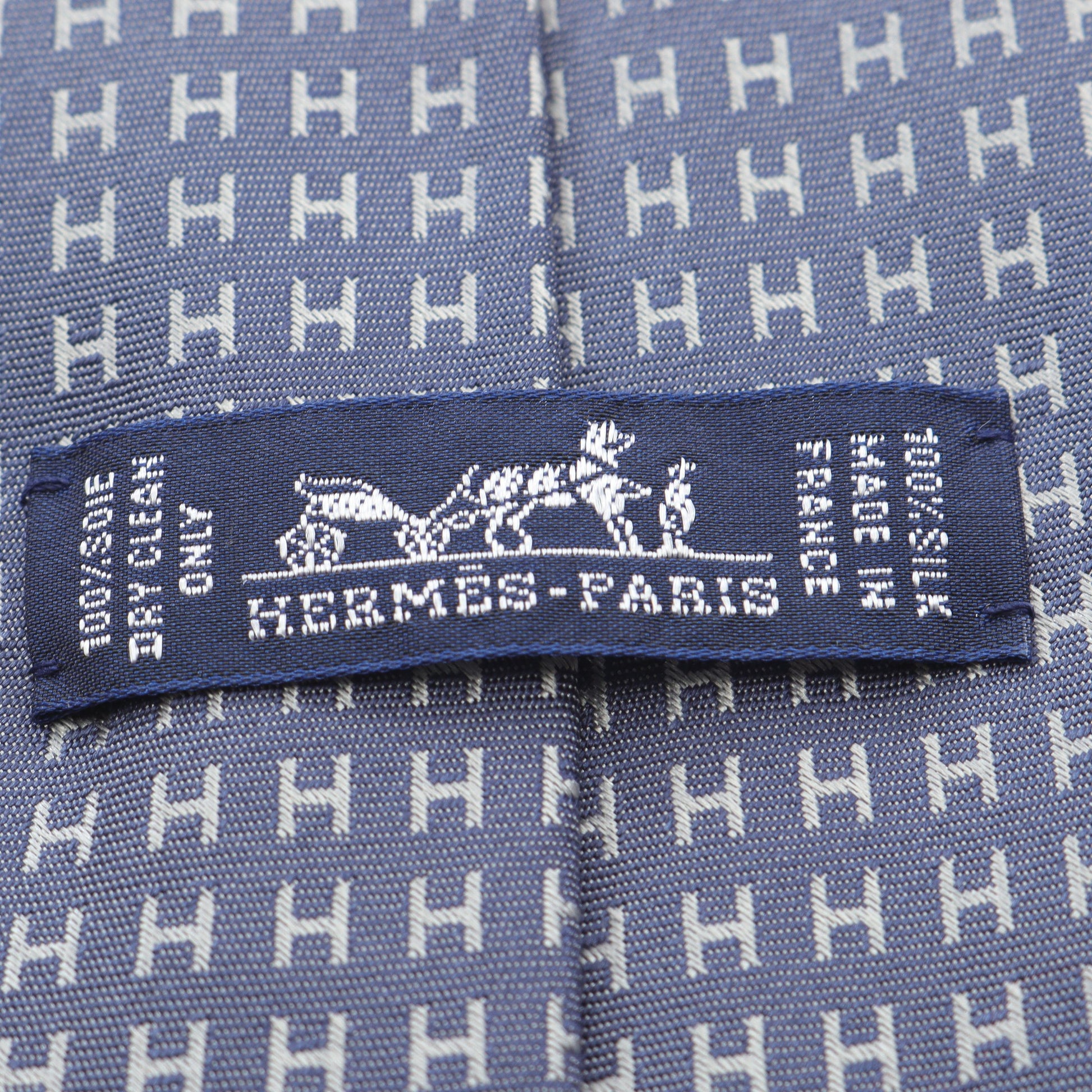 H柄 ネクタイ シルク ブルーグレー エルメス 財布・小物 HERMES