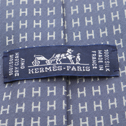 H柄 ネクタイ シルク ブルーグレー エルメス 財布・小物 HERMES