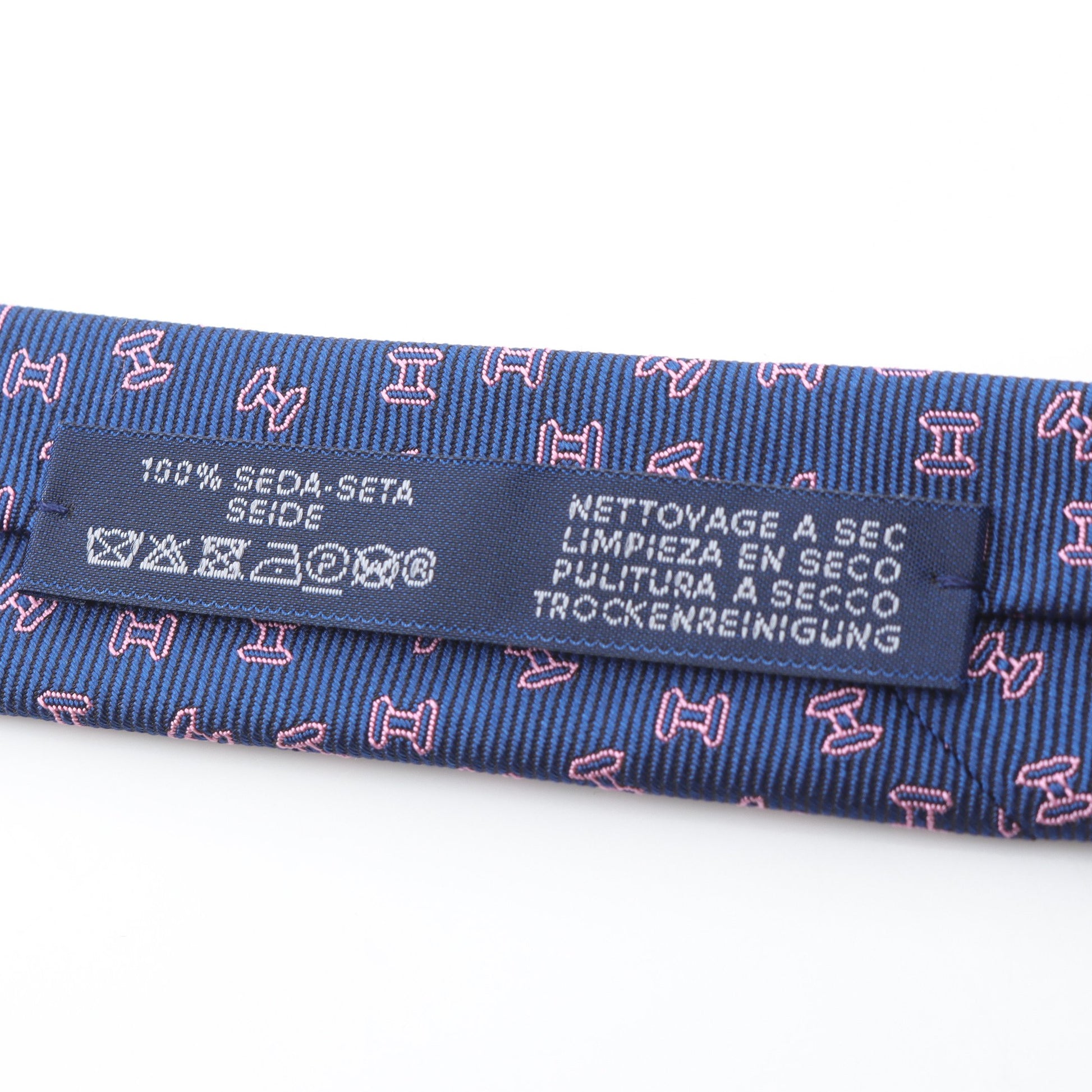 H C'est la Fete ネクタイ シルク ダークネイビー ピンク エルメス 財布・小物 HERMES